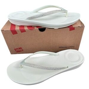 FitFlop Iqushion Women's 8 M DG5-A32 Flip Flop Sandals Minty Green Ombre Sparkle